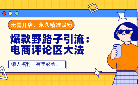 爆款野路子引流:电商评论区大法,无需开店,永久精准吸粉,懒人福利,有手必会!