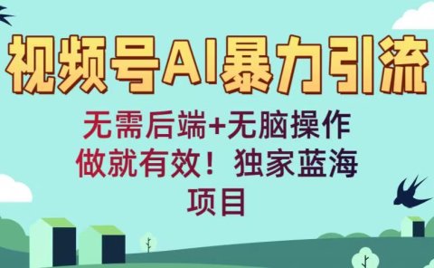视频号AI暴力引流:无需后端+无脑操作,做就有效!独家蓝海项目