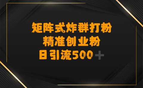 矩阵炸群打粉,日引流500➕精准创业粉