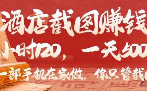 美团酒店截图,你只管截图,一小时 120,一天 500,一部手机在家做