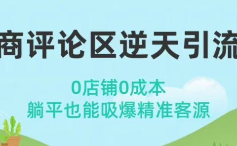 电商评论区逆天引流术!0店铺0成本,躺平也能吸爆精准客源