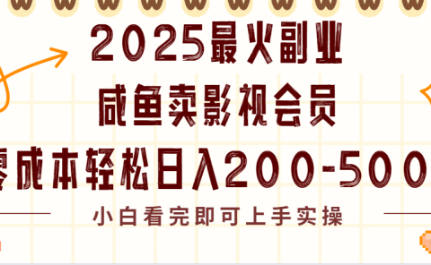 2025最火副业闲鱼卖vip影视会员,零成本日入200-500
