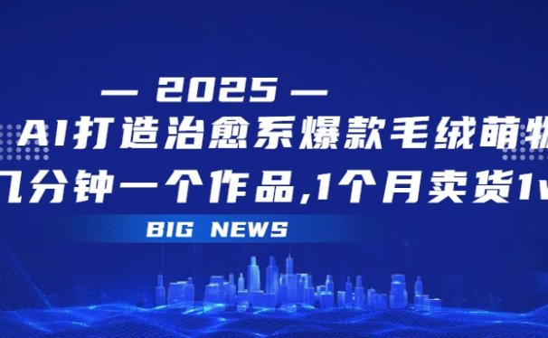 AI打造治愈系爆款毛绒萌物，几分钟一个作品,1 个月卖货 1w+