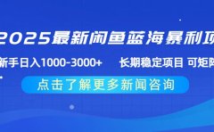2025最新闲鱼蓝海暴利项目 ,新手日入1000-3000+ 长期稳定项目 可矩阵