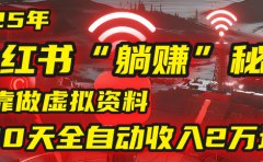 2025年,小红书的“躺赚”秘密被我扒出来了,靠做虚拟资料,30天全自动收入2万块!