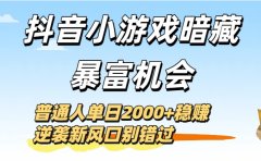 抖音小游戏暗藏暴富机会!普通人单日2000+稳赚,逆袭新风口别错过