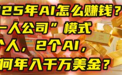 AI怎么赚钱？揭秘2025年“一人公司”模式：1个人，2个AI，如何年入千万美金？
