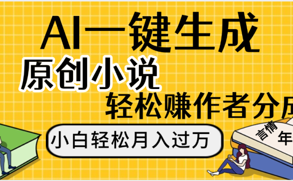 AI工具写小说,一键生成原创小说，躺着也能赚，月入2w+