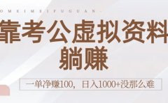 靠考公虚拟资料躺赚:一单净赚100,日入1000+没那么难