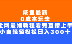 咸鱼最新0成本玩法,全网最细教程,看完直接上手小白轻松日入300+