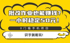 批改作业也能赚钱?0门槛手机项目,一小时稳定50元,识字就能玩