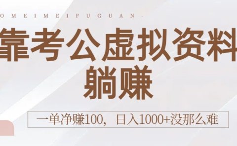 靠考公虚拟资料躺赚:一单净赚100,日入1000+没那么难