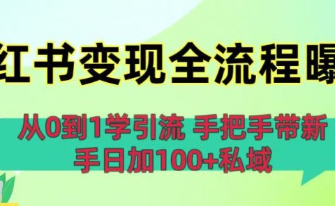 从0到1学引流:小红书变现全流程曝光,手把手带新手日加100+私域