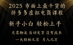 25年最干货的拼多多虚拟电商课程，小白轻松上手，虚拟电商，月入过万只是门槛！