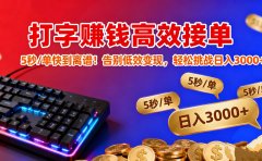 打字赚钱高效接单：5 秒 / 单快到离谱！告别低效变现，轻松挑战日入 3000+
