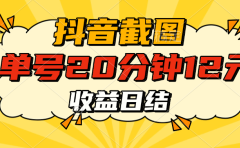 抖音截图上传 单号20分钟收益12元 不风控 批量无限做 收益日结