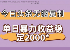 今日头条稳定日入2000+ 无脑复制即可