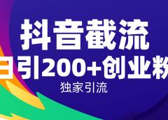抖音截流技术，精准日引200+创业粉，操作简单附赠全流程详细资料
