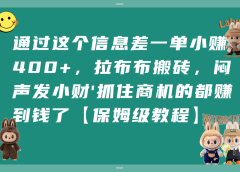 通过这个信息差一单小赚400+，拉布布搬砖，闷声发小财，抓住商机的都赚到钱了【保姆级教程】