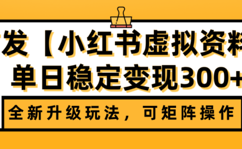 首发【小红书店铺虚拟资料】全新升级玩法，可矩阵操作，单日稳定变现300+
