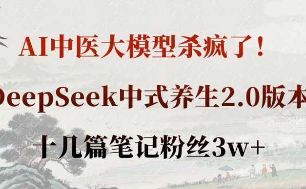 AI中医大模型杀疯了！DeepSeek中式养生2.0版本，十几篇笔记粉丝3w+