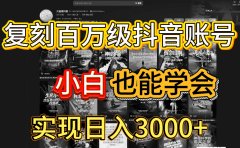 抖音百万爆款账号，一比一复刻内容教程，从0-1实操课，小白也能学会，复制爆款，月入10w+