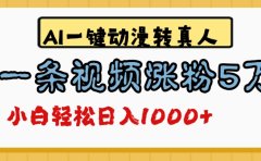 最新AI一键动漫转真人，一条视频爆涨5万粉，单日变现1000+
