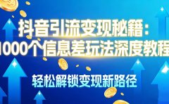 抖音引流变现秘籍：1000 个信息差玩法深度教程，轻松解锁变现新路径