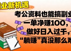 考公资料也能搞副业!一单净赚 100,做好日入过千,“躺赚” 真没那么难!