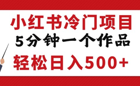 小红书冷门项目，但很赚钱，5分钟一个原创作品，轻松日入500+