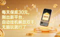 每天保底30元，刚出新平台，自动挂机解放双手，无脑玩就行了