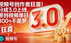 视频号创作者狂喜！分成 3.0 上线，原创视频单日 800 + 不是梦