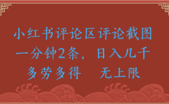 评论截图项目，小红书评论区评论截图一分钟2条，日入几千无上限-多劳多得