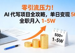 零引流压力！AI 代写项目全攻略，单日变现 500+，全职月入 1-5W