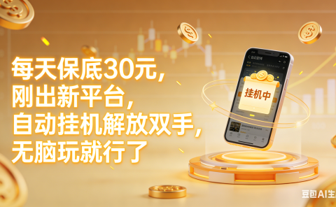 每天保底30元，刚出新平台，自动挂机解放双手，无脑玩就行了