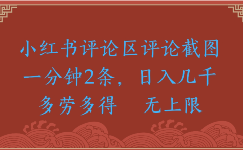 评论截图项目，小红书评论区评论截图一分钟2条，日入几千无上限-多劳多得